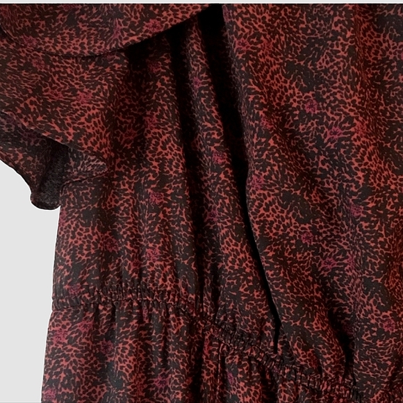 Gibson Latimer Burgundy Off Shoulder Jumpsuit Puff Butterfly Party Holiday Glam - Picture 6 of 16